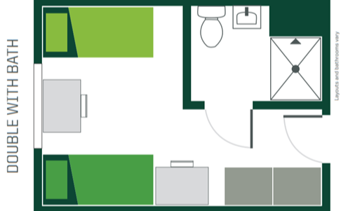 Double Room with Bath - Layout